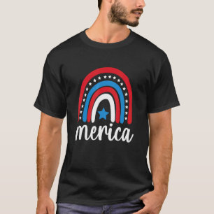 Merica Rainbow America American Flag Patriotic 4th T-Shirt