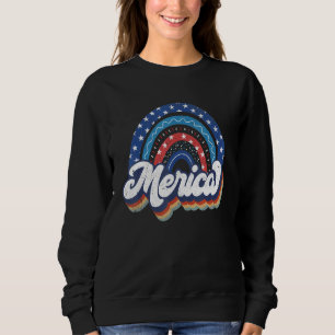 Merica Rainbow Usa 4th Of July Vintage America Fla Sweatshirt