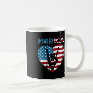 Merica Rock Sign 4th Of July American Flag Usa Men Coffee Mug