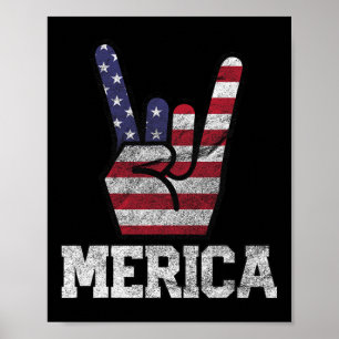 Merica Rock Sign 4th Of July Vintage American Flag