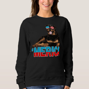 Merica Rottweiler American Flag Sunglasses 4th Of  Sweatshirt