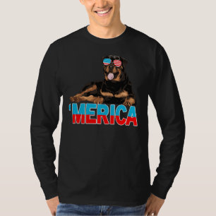 Merica Rottweiler American Flag Sunglasses 4th Of  T-Shirt