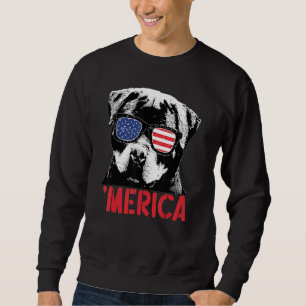 Merica Rottweiler Dog American Flag Sunglasses 4th Sweatshirt