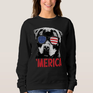 Merica Rottweiler Dog American Flag Sunglasses 4th Sweatshirt