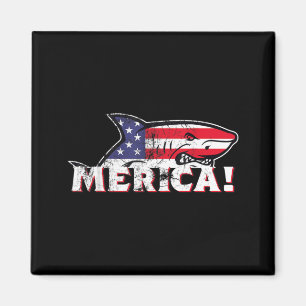 Merica Shark 4th of July Independence Day American Magnet