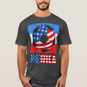 Merica Soccer Ball American Flag 4th of July Kids  T-Shirt