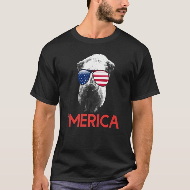 Merica Soft Coated Wheaten Terrier American Flag T-Shirt (Front)