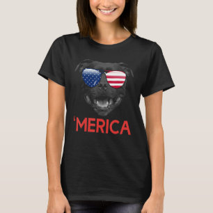 Merica Staffordshire Bull Terrier American Flag T-Shirt