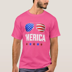 Merica Sunglasses 4th of July Boys Girls USA Flag T-Shirt