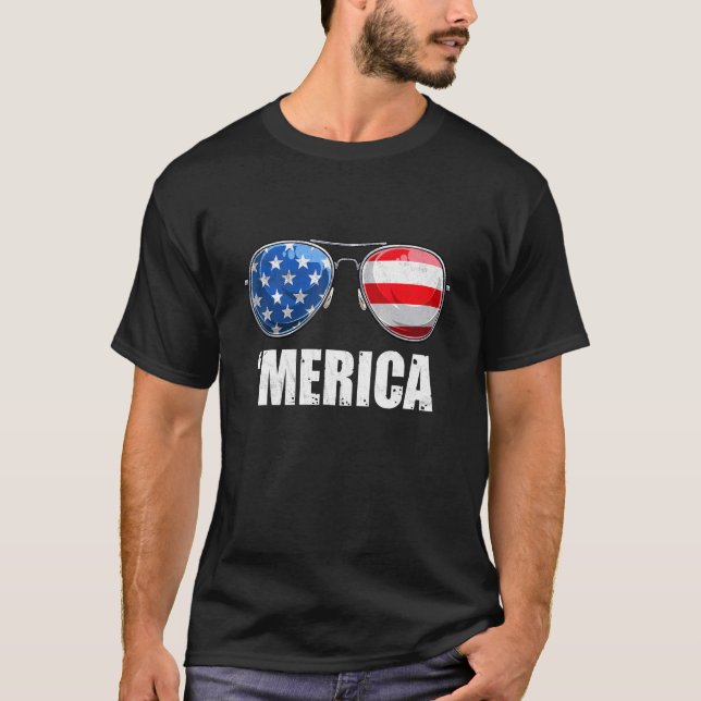 Merica Sunglasses 4th Of July Kids Boys Girls Men T-Shirt (Front)