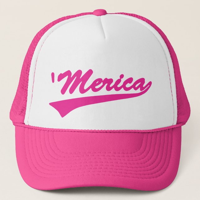 'Merica Swoosh Trucker Hat (Pink) (Front)
