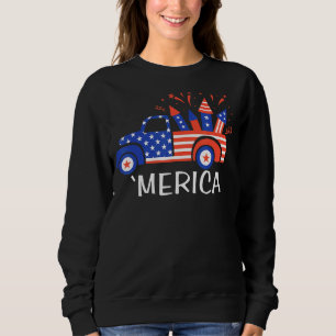 Merica Truck 4th Of July Red White Blue Patriotic Sweatshirt