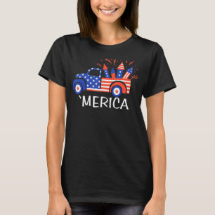 Merica Truck 4th Of July Red White Blue Patriotic T-Shirt