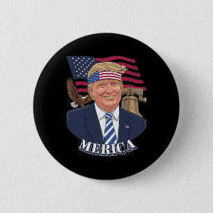 Merica Trump 4th Of July American Flag Donald Trum 6 Cm Round Badge