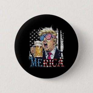 Merica Trump 4th Of July Funny Drinking Beer Men W 6 Cm Round Badge