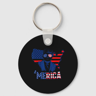 Merica Trump 4th Of July Trump American Flag Men W Key Ring