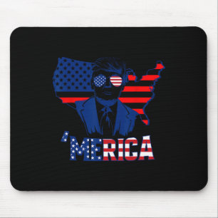 Merica Trump 4th Of July Trump American Flag Men W Mouse Pad