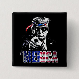 Merica Trump American Flag USA 15 Cm Square Badge