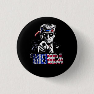 Merica Trump American Flag USA 3 Cm Round Badge