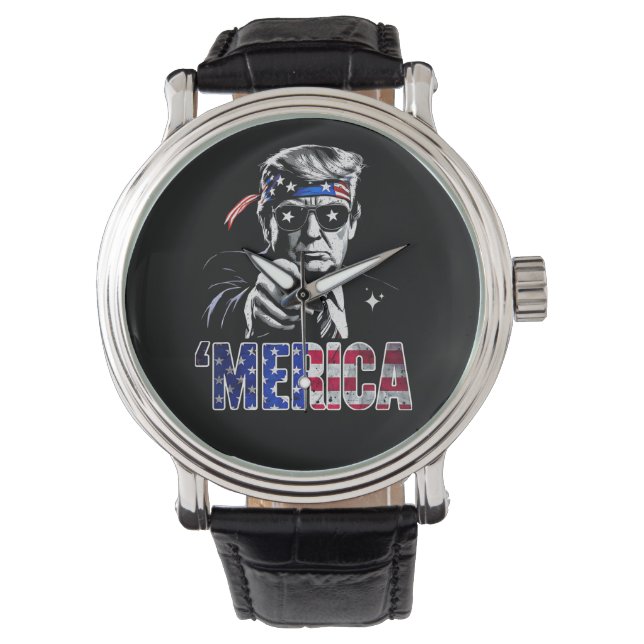 Merica Trump American Flag USA Watch (Front)