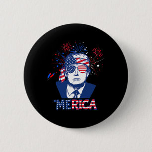 Merica Trump Happy 4th Of July Trump American Flag 6 Cm Round Badge