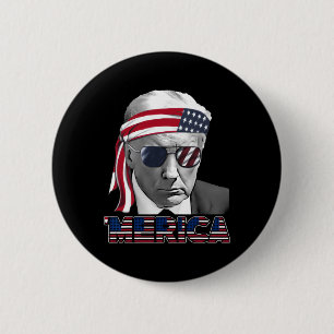 Merica Trump Happy 4th Of July Trump American Flag 6 Cm Round Badge