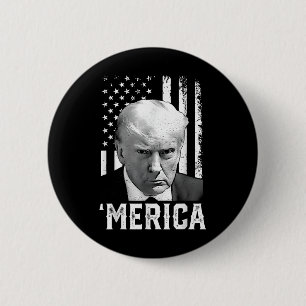 Merica Trump Happy 4th Of July Trump American Flag 6 Cm Round Badge