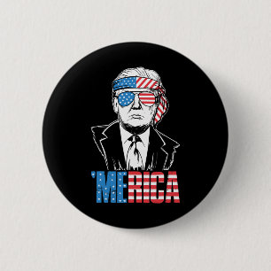 Merica Trump Happy 4th Of July Trump American Flag 6 Cm Round Badge