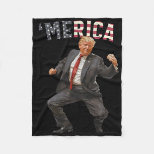 Merica Trump Happy 4th Of July Trump American Flag Fleece Blanket