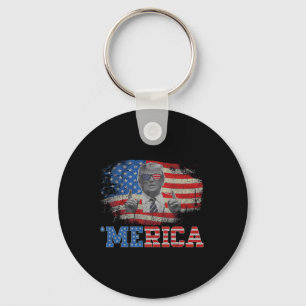 Merica Trump Happy 4th Of July Trump American Flag Key Ring