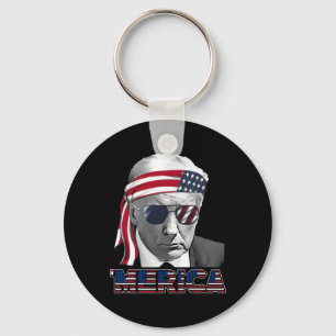 Merica Trump Happy 4th Of July Trump American Flag Key Ring