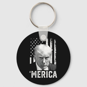 Merica Trump Happy 4th Of July Trump American Flag Key Ring