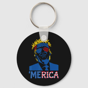 Merica Trump Happy 4th Of July Trump American Flag Key Ring
