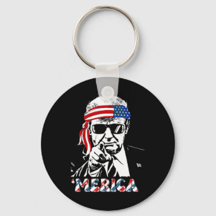 Merica Trump Happy 4th Of July Trump American Flag Key Ring