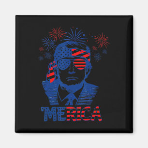 Merica Trump Happy 4th Of July Trump American Flag Magnet