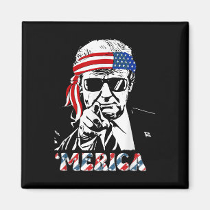 Merica Trump Happy 4th Of July Trump American Flag Magnet