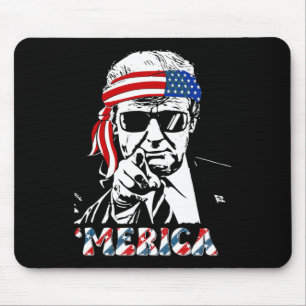 Merica Trump Happy 4th Of July Trump American Flag Mouse Pad