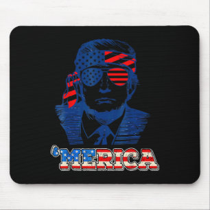 Merica Trump Happy 4th Of July Trump American Flag Mouse Pad