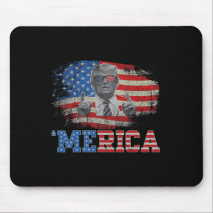 Merica Trump Happy 4th Of July Trump American Flag Mouse Pad