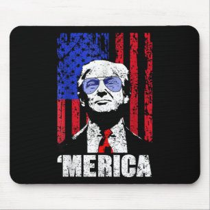 Merica Trump Happy 4th Of July Trump American Flag Mouse Pad