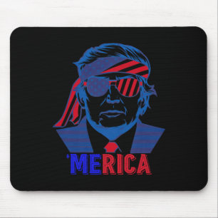 Merica Trump Happy 4th Of July Trump American Flag Mouse Pad