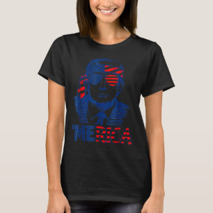 Merica Trump Happy 4th Of July Trump American Flag T-Shirt