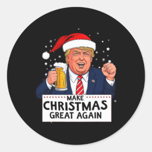 Merica Trump Make Christmas Great Again  Classic Round Sticker