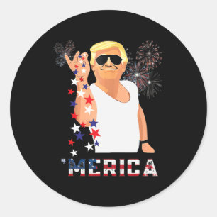 Merica Trump Outfits Don Drunk Donald Drunk 4th of Classic Round Sticker