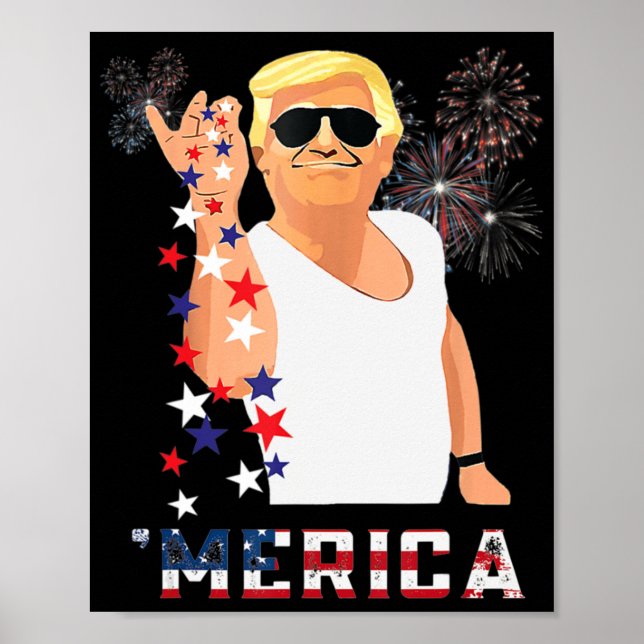 Merica Trump Outfits Don Drunk Donald Drunk 4th of Poster (Front)