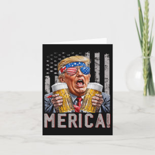 Merica Trump Sungles 4th Of July Funny Beer Drinki Card