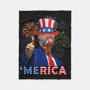 Merica Trump Sungles 4th Of July Funny Beer Drinki Fleece Blanket