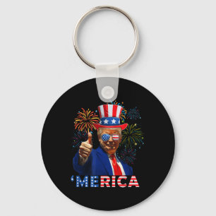 Merica Trump Sungles 4th Of July Funny Beer Drinki Key Ring