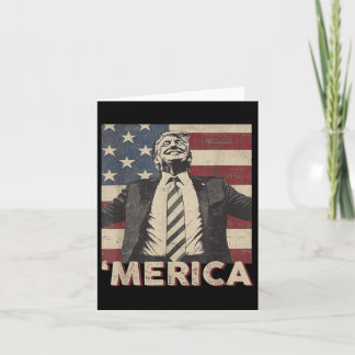 Merica Trump Usa American Flag 4th Of July Patriot Card