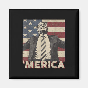 Merica Trump Usa American Flag 4th Of July Patriot Magnet